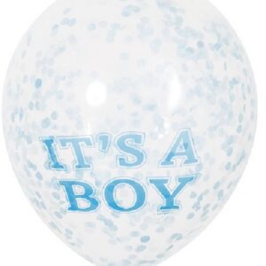 Blue Hearts Baby Shower It's a Boy Clear Confetti Balloons
